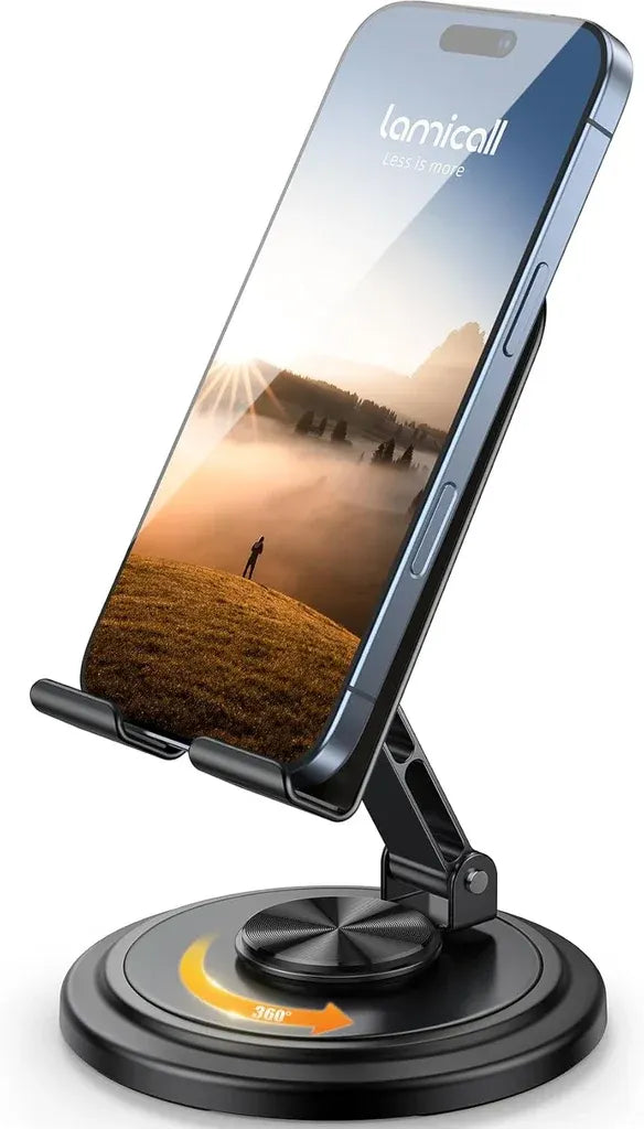 Mobile Phone Holder – Grey | Adjustable Foldable Desk Stand for Smartphones & Tablets
