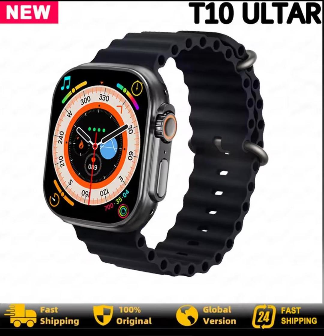T10 Ultra 2 Smart Watch | Orange Silicone Strap | Bluetooth Calling | Fitness Tracker