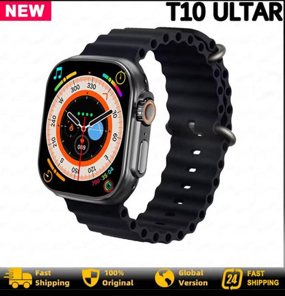 T10 Ultra 2 Smart Watch | Orange Silicone Strap | Bluetooth Calling | Fitness Tracker